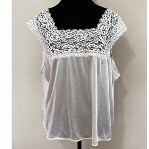 White Lace Yoke Blouse XL‎ Vintage Style Romantic Cottagecore Soft Feminine Top